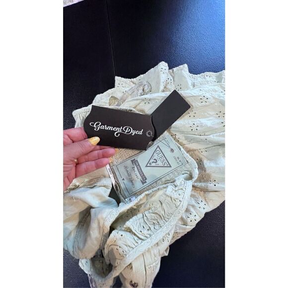 GUESS GREEN SHARON EYELET MINI DRESS SIZE XS NEW  P1-86 - Picture 11 of 13